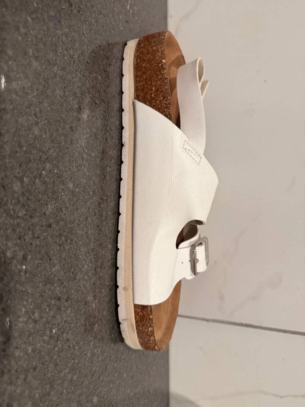 Time and Tru White Double-Buckle Slingback Sandals - Picture 4 of 9